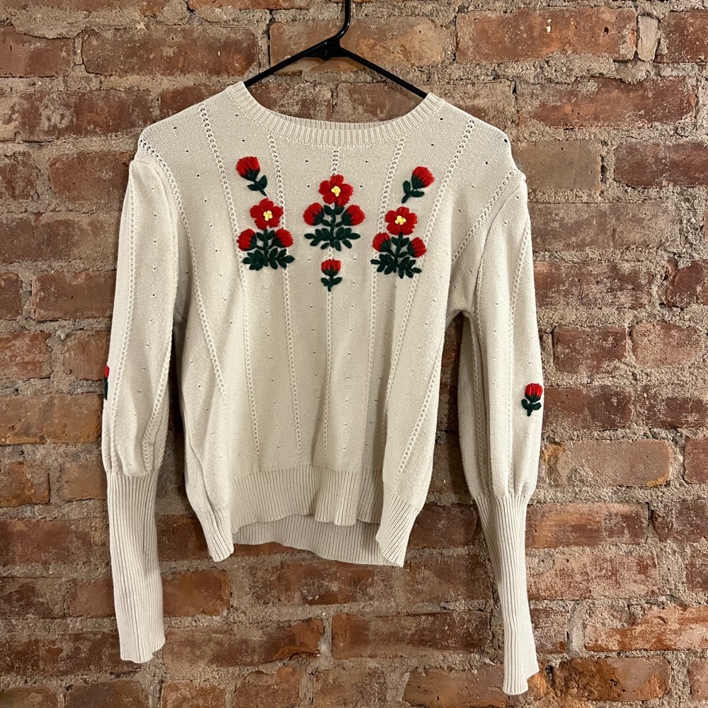 Cider- Floral Embroidered Sweater